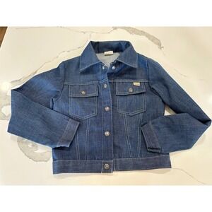 Vintage SEARS‎ Toughskins Kids Girls Denim Jean Jacket Size 12 Blue Trucker